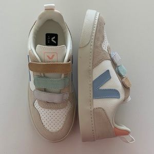 Veja Kids size 32/1 V-10 LEATHER SNEAKER / MULTICO WHITE BLUE